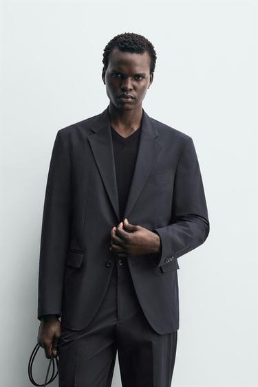 Zara NON-IRON TECHNICAL SUIT JACKET - Navy blue