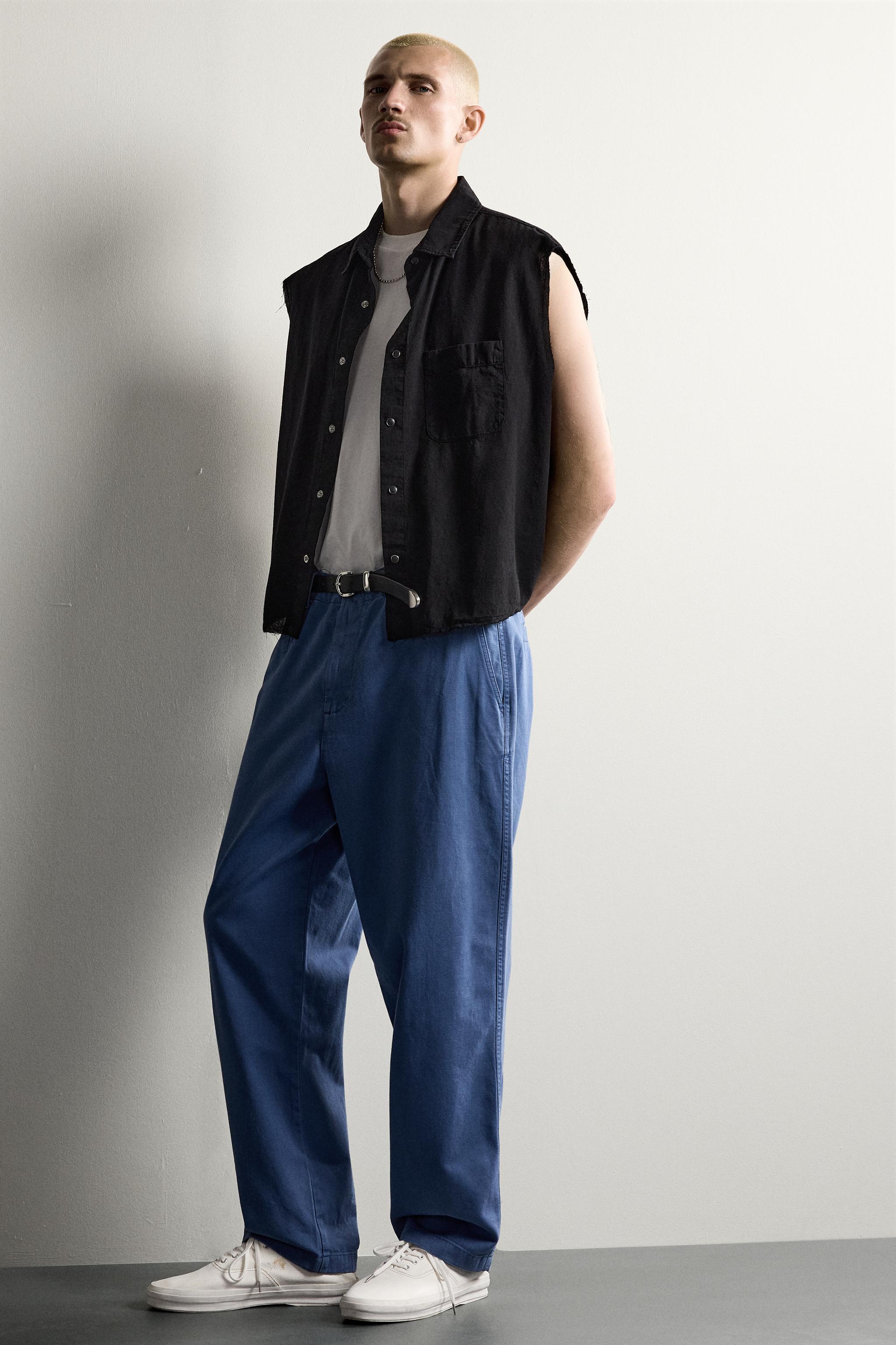 Мужские рубашки Zara PLAID CROPPED TANK SHIRT — фото 5