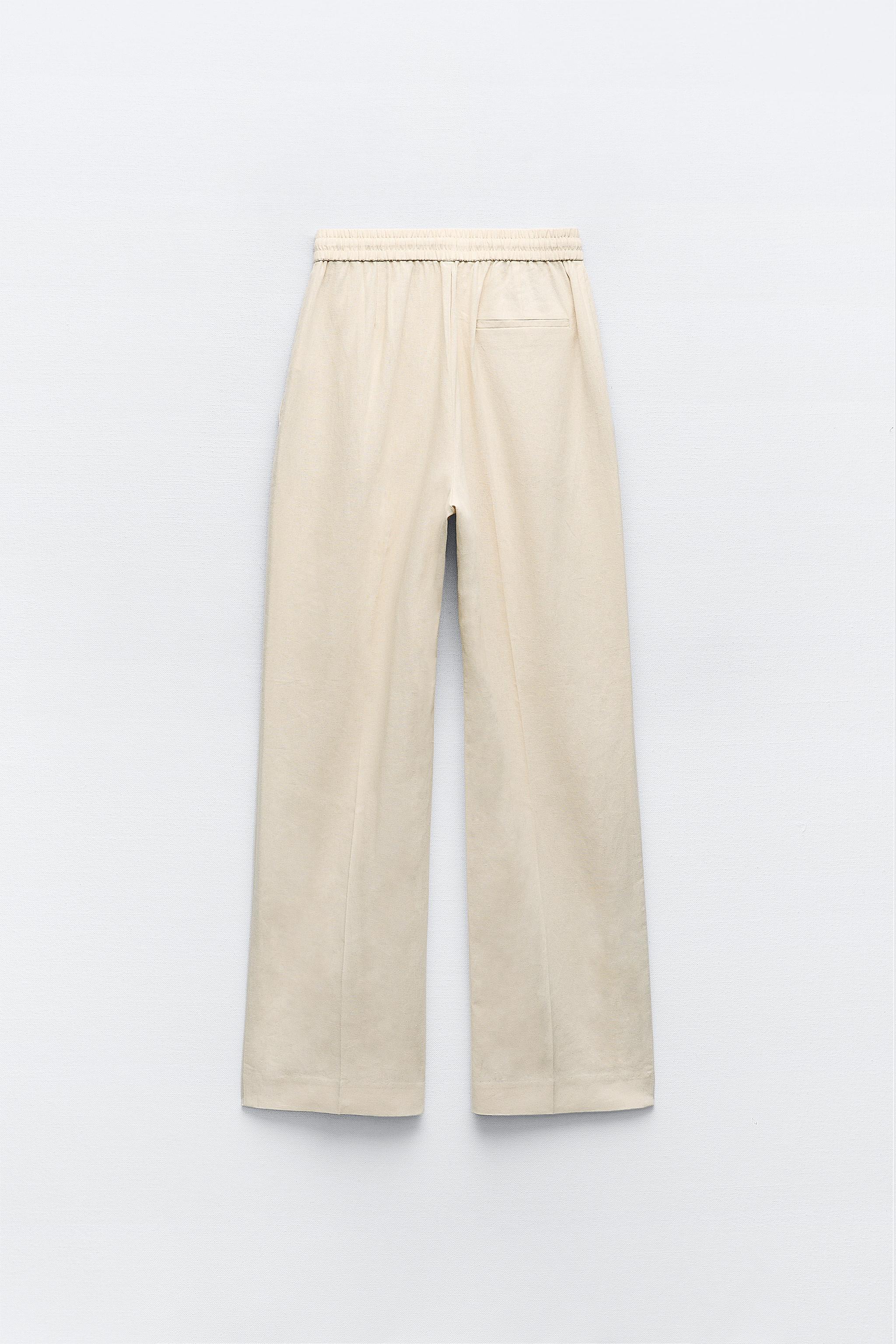 Linen Wide Leg Pants with Button Detail (SPA404A)
