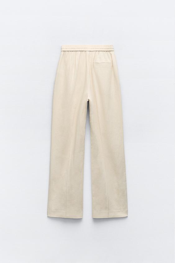 me Women's Linen Blend Pants - Beige