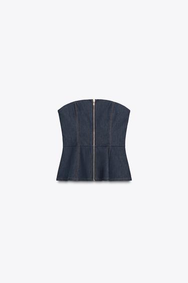 DENIM BUSTIER TOP Z1975 - Indigo by Zara