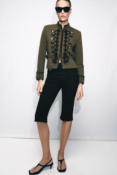 BLAZER WITH SHOULDER PADS AND FIREMAN CLASP - Khaki by Zara - Image 4