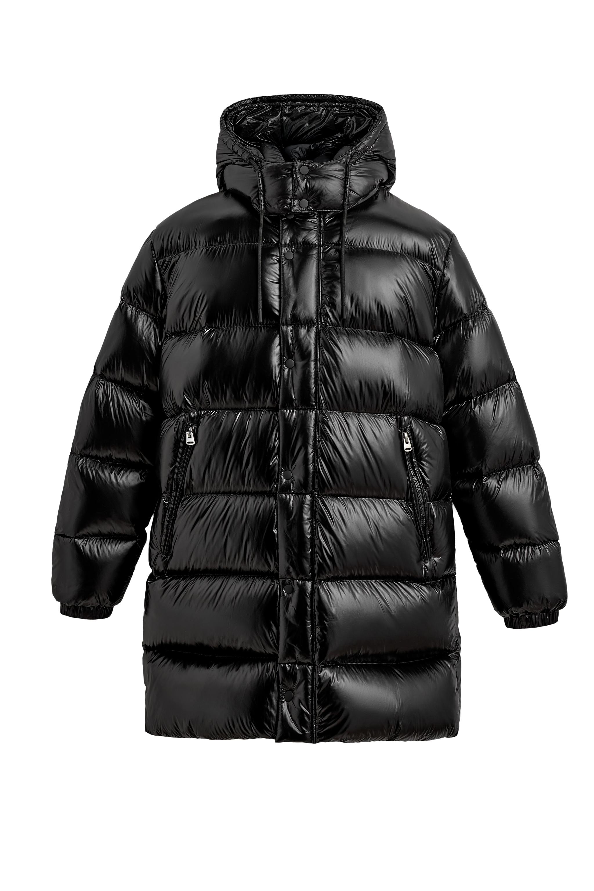 ZARA 80％ダウン20％フェザーフーデッドジャケット M 新品 80％ダウン - 20％フェザーフーデッドジャケット - ブラック | ZARA