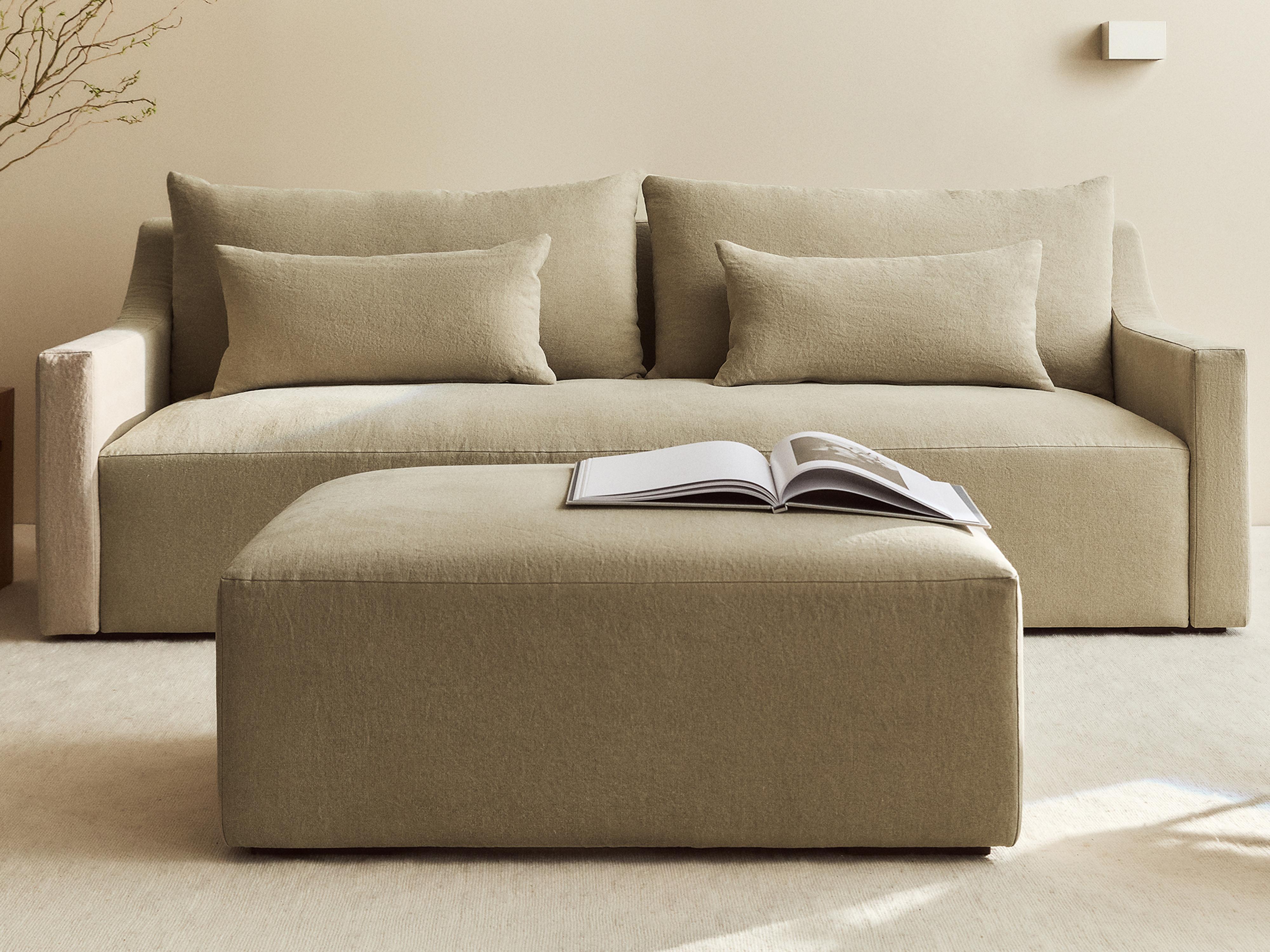 WASHED LINEN COUCH — Light beige