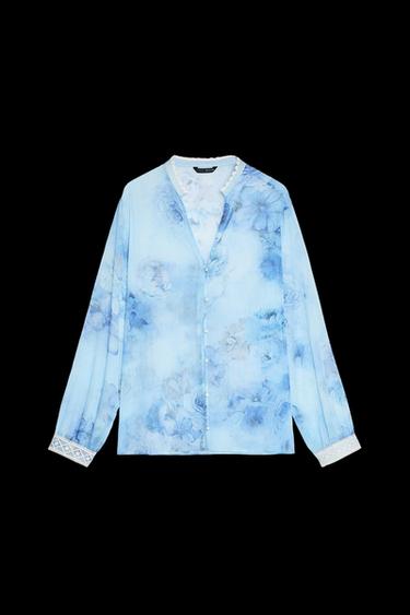 FLORAL PRINT BLOUSE - Blue/White by Zara