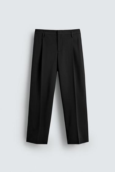 Zara WOOL SUIT PANTS - Black