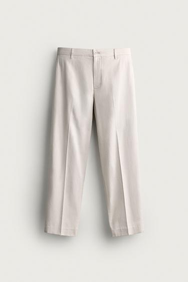Zara RELAXED FIT WASHED SUIT TROUSERS - Ice