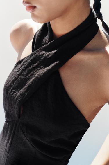 COMBINAISON LONGUE HALTER BOUFFANTE - Noir de Zara - Image 1