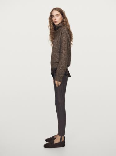Zara Nappa leather leggings with elasticated detail - Brown