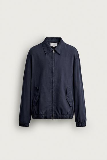 REGULAR FIT ZIP-UP OVERSHIRT - Navy blue by Zara