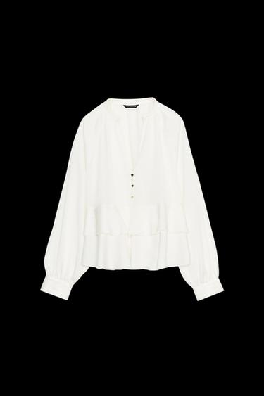 BLUSA VOLANTES - Crudo de Zara