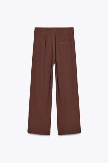 WIDE-LEG CREPE TROUSERS - Dark burgundy by Zara - Image 5