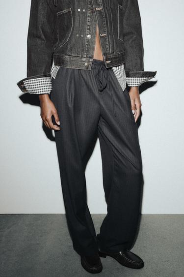 PLEATED TROUSERS - Navy blue by Zara