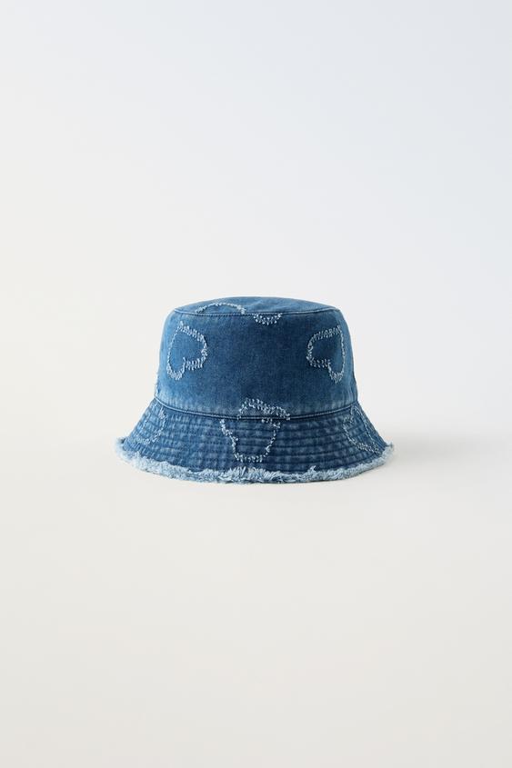 DENIM BUCKET HAT WITH HEARTS - Blue | ZARA United Kingdom