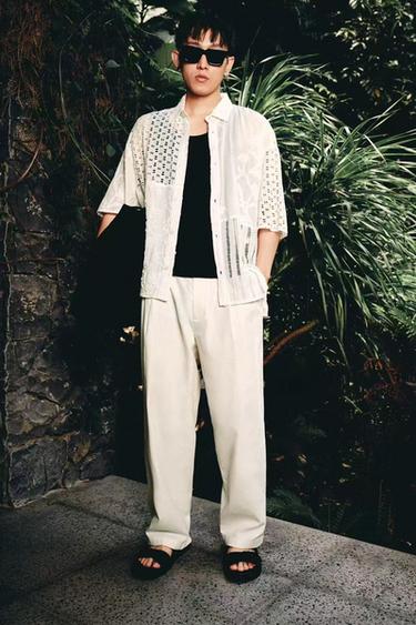OPENWORK EMBROIDERY PATCHWORK SHIRT - White by Zara