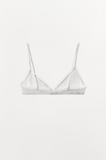 BRALETTE TRIANGULAIRE POINTELLE FLEUR - Blanc de Zara - Image 4