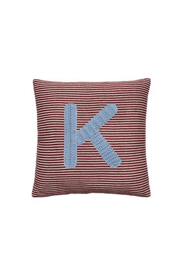 Zara KIDS’ EMBROIDERED LETTER K CUSHION - Red