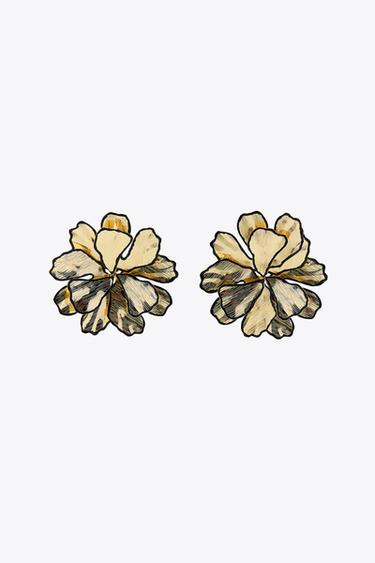 Zara TEXTURED FLOWER EARRINGS - Golden