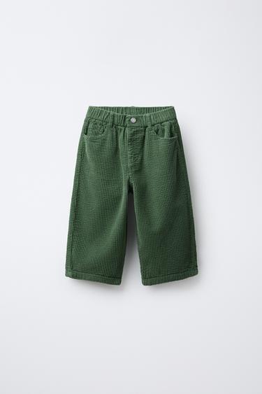 STRAIGHT CORDUROY TROUSERS BENSIMON ® X ZARA - Green by Zara