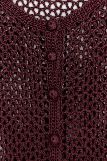 CROCHET KNIT MINI DRESS - Burgundy by Zara - Image 9