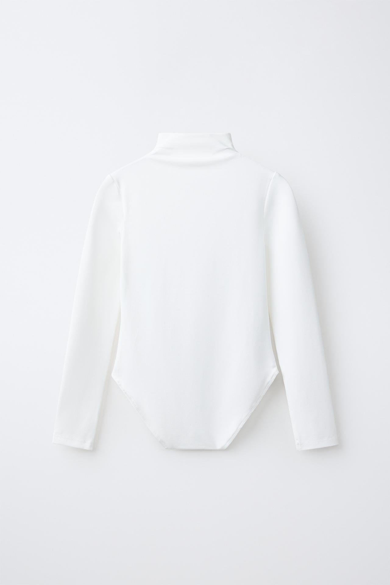 LONG-SLEEVE POLYAMIDE BODYSUIT — White