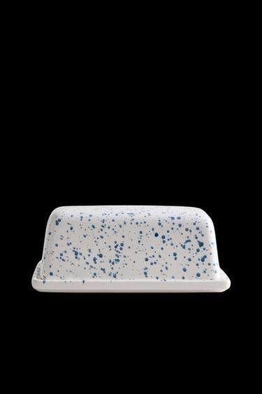 SPECKLED STONEWARE BUTTER DISH - Blue by Zara - Image 0