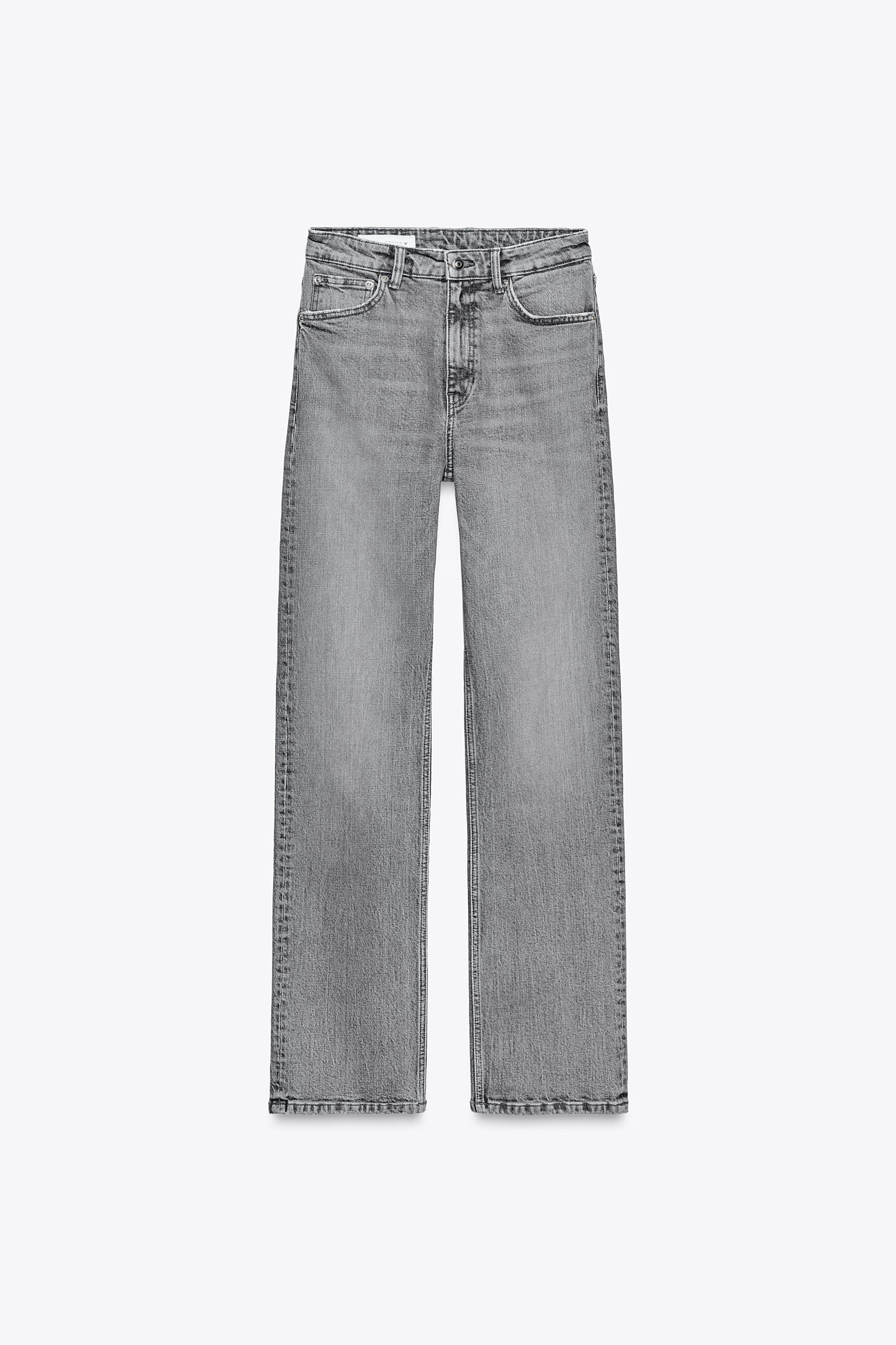 Denim Vaqueros Vintage Zara JEANS TRF RECTOS TIRO ALTO Gris ZARA