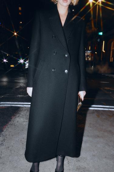 MANTEAU LONG À BOUTONNAGE CROISÉ - Noir de Zara - Image 2