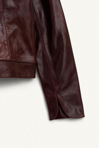 BLAZER COURTE 100% CUIR LIMITED EDITION - Bordeaux de Zara - Image 9