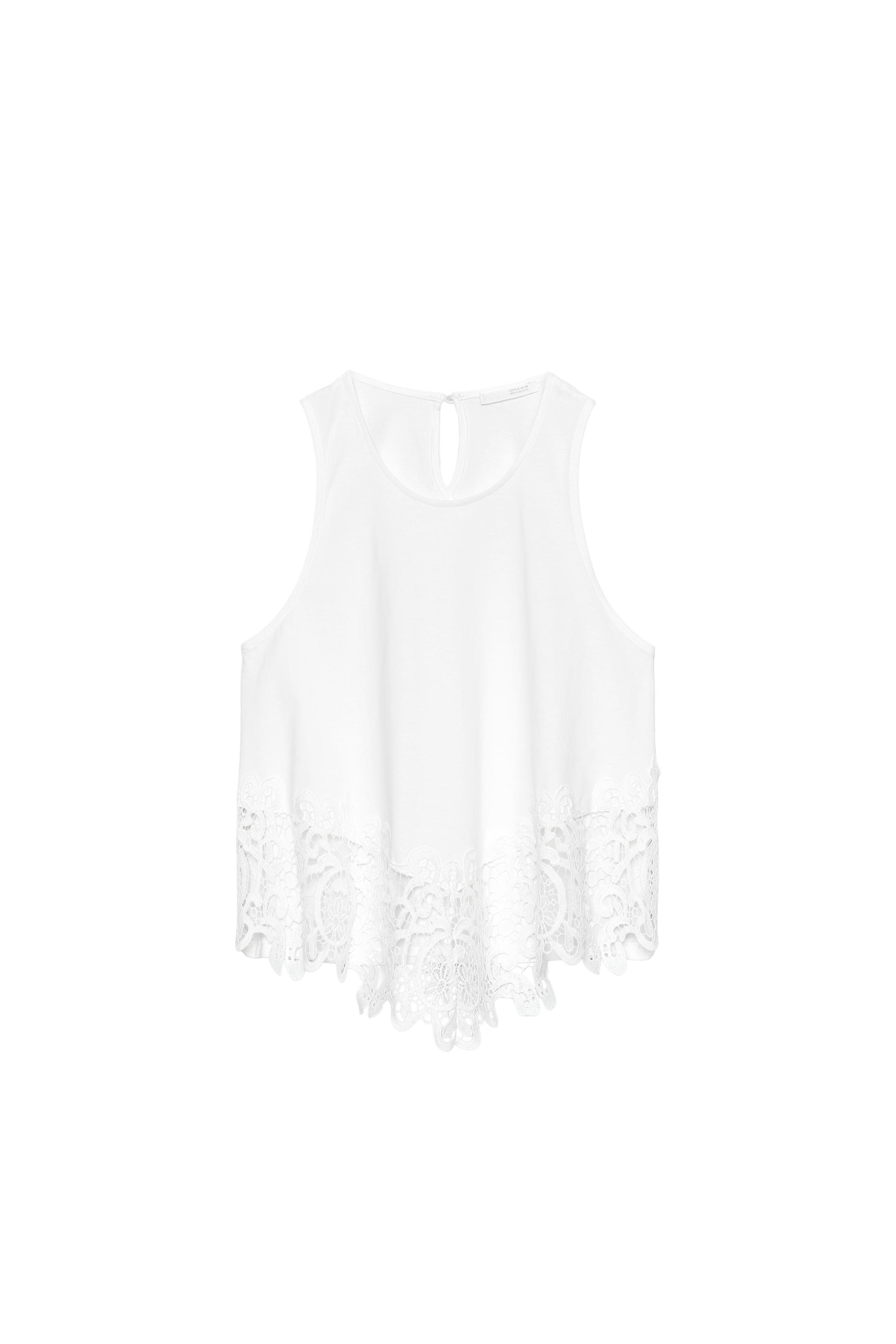 SLEEVELESS LACE TOP - White | ZARA Canada