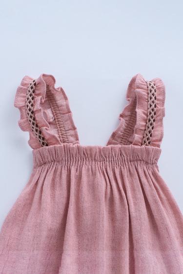ZARA TIMELESS - EMBROIDERED STRAPPY LINEN BLEND DRESS - Mid-pink by Zara - Image 2