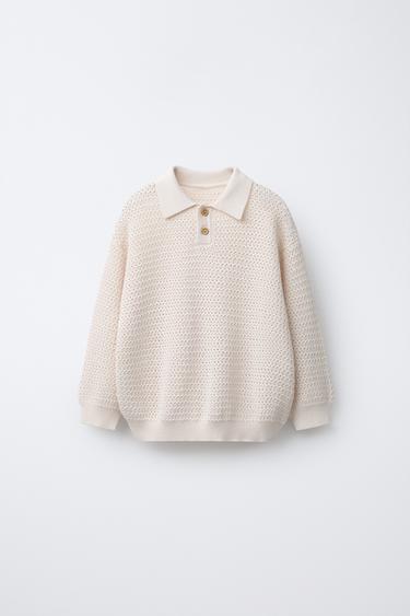 KNIT CROCHET JUMPER - Ecru by Zara