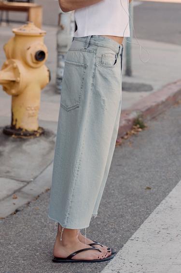 BERMUDA JORTS DENIM TRF DÉCHIRURES TAILLE MI-HAUTE - Bleu clair de Zara - Image 3