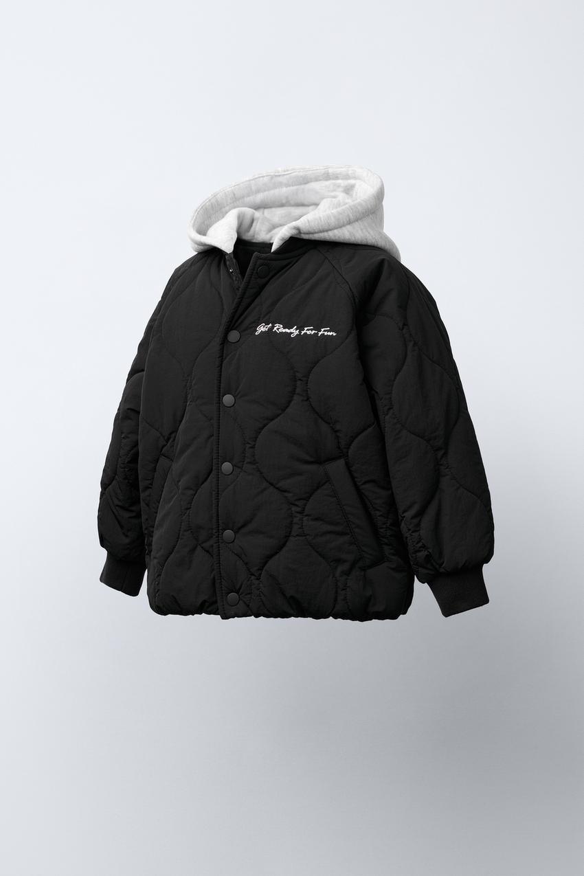 WATER REPELLENT HOODED PADDED BOMBER JACKET