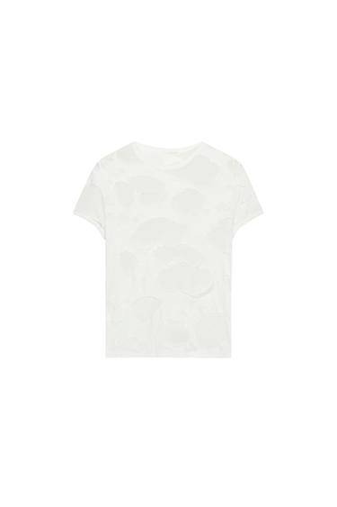 T-SHIRT WITH CONTRAST RIPS - Oyster-white by Zara