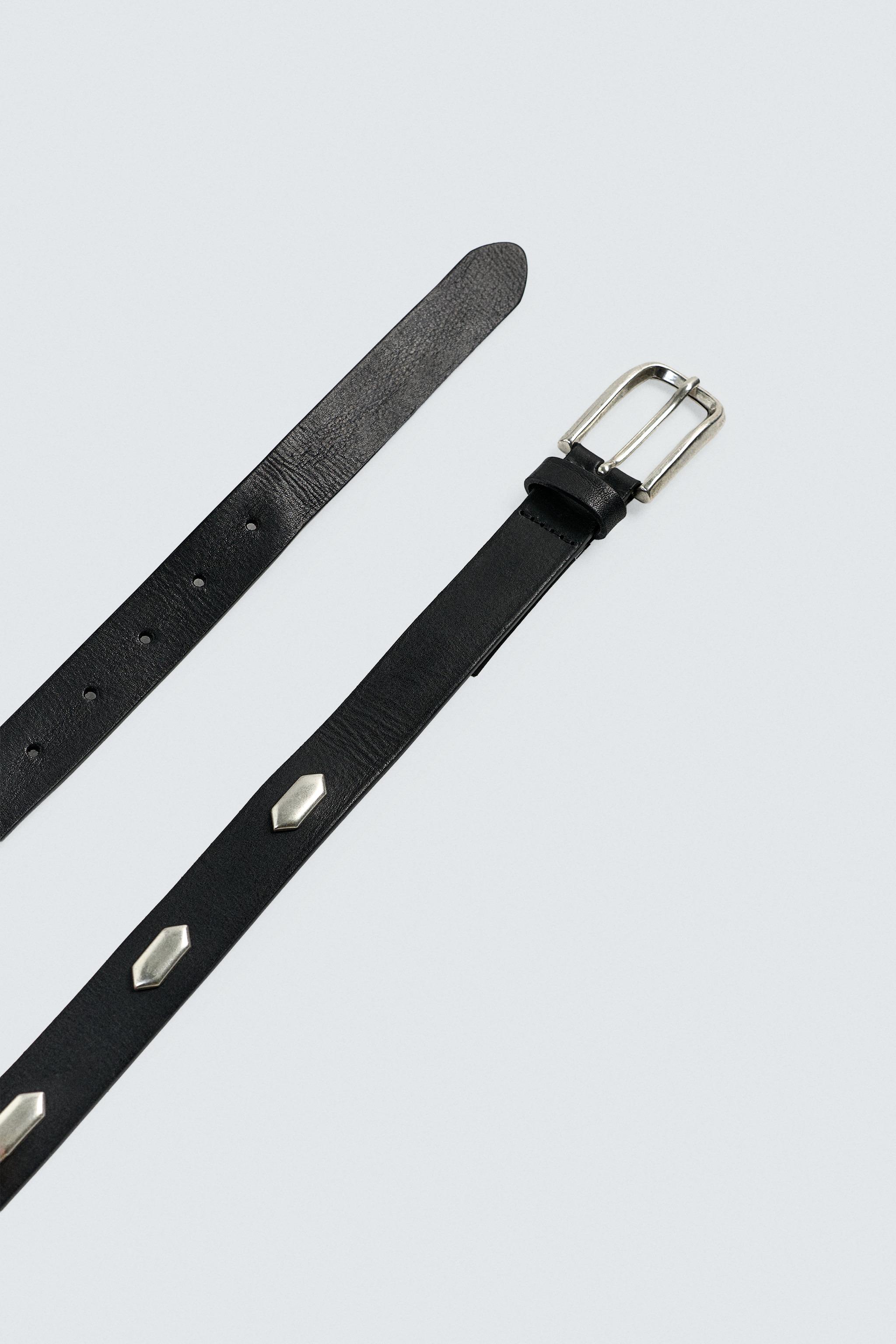 スタッズ付きレザーベルト - ブラック | ZARA Japan / 日本