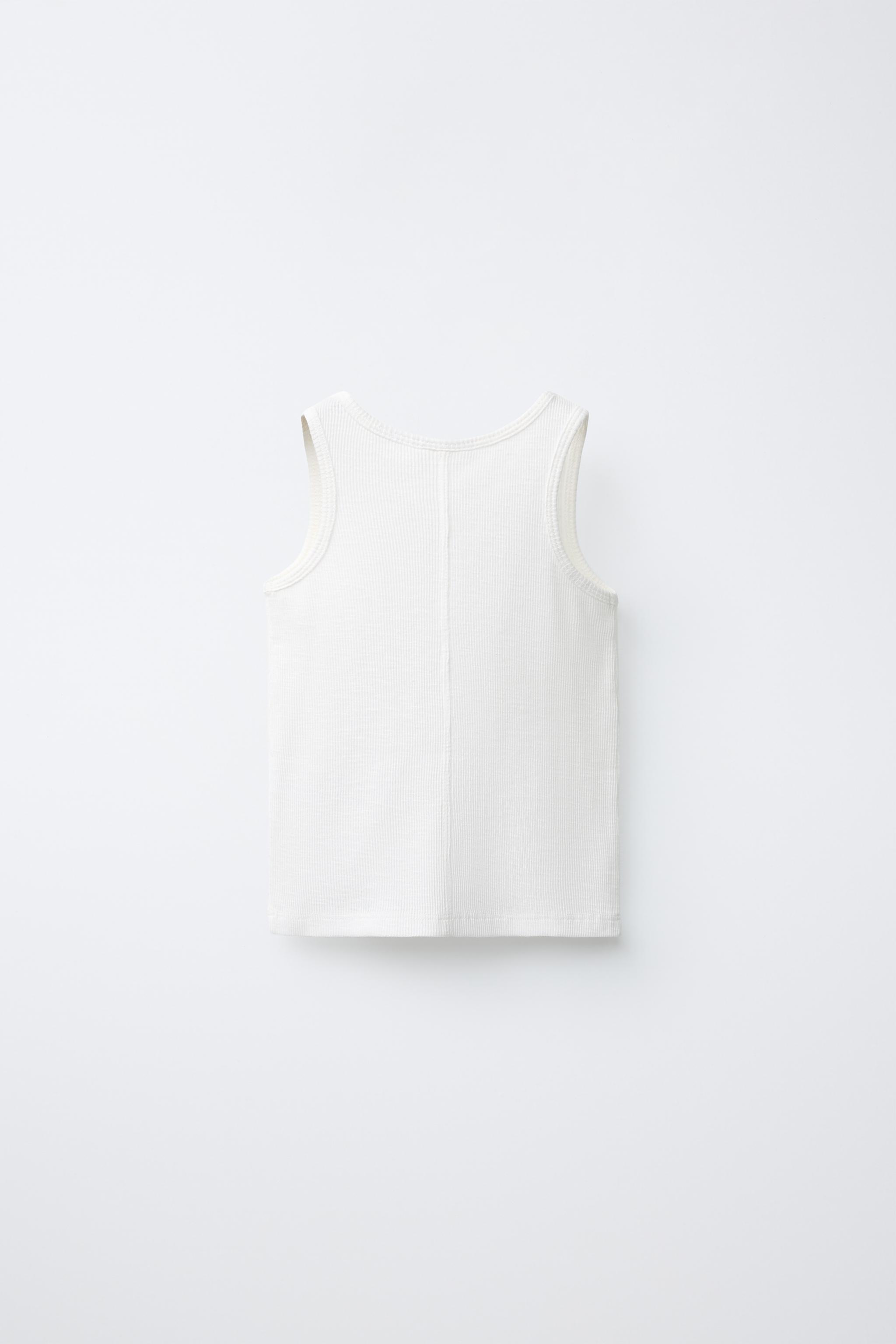 RIBBED SLEEVELESS T-SHIRT — White (alternate view)
