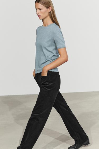 Short sleeve cotton blend T-shirt — Indigo 1