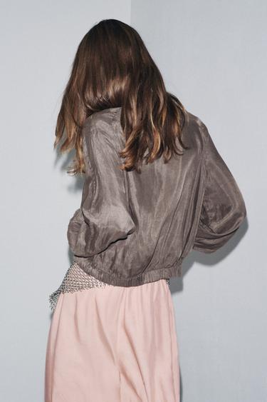 BOMBER FLUIDE ZW COLLECTION - Gris taupe de Zara - Image 2
