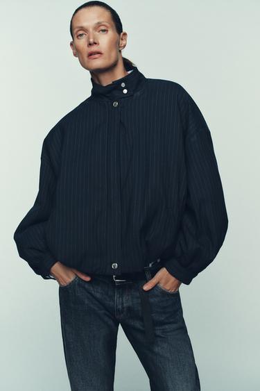 BOMBER ΤΖΑΚΕΤ ΜΕ ΡΙΓΕ ΣΧΕΔΙΟ DIPLOMÁTICA - Θαλασσί / Λευκό του Zara