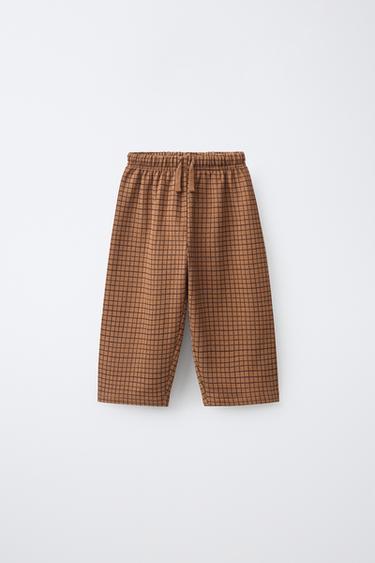 BALLOON PLAID PANTS — Burnt umber 1