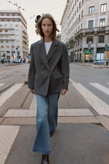 BLAZER CRUZADA OVERSIZE - Gris de Zara
