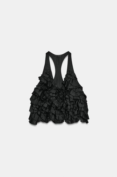 TOP VOLANTS AVEC RAMIE ZW COLLECTION - Noir de Zara - Image 6