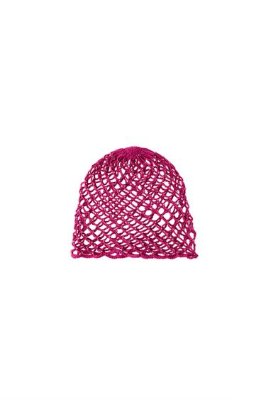 CROCHET KNIT BEANIE WITH BEADS