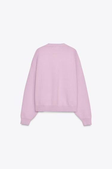 SWEAT EN MAILLE BORD-CÔTE - Lilas de Zara - Image 4