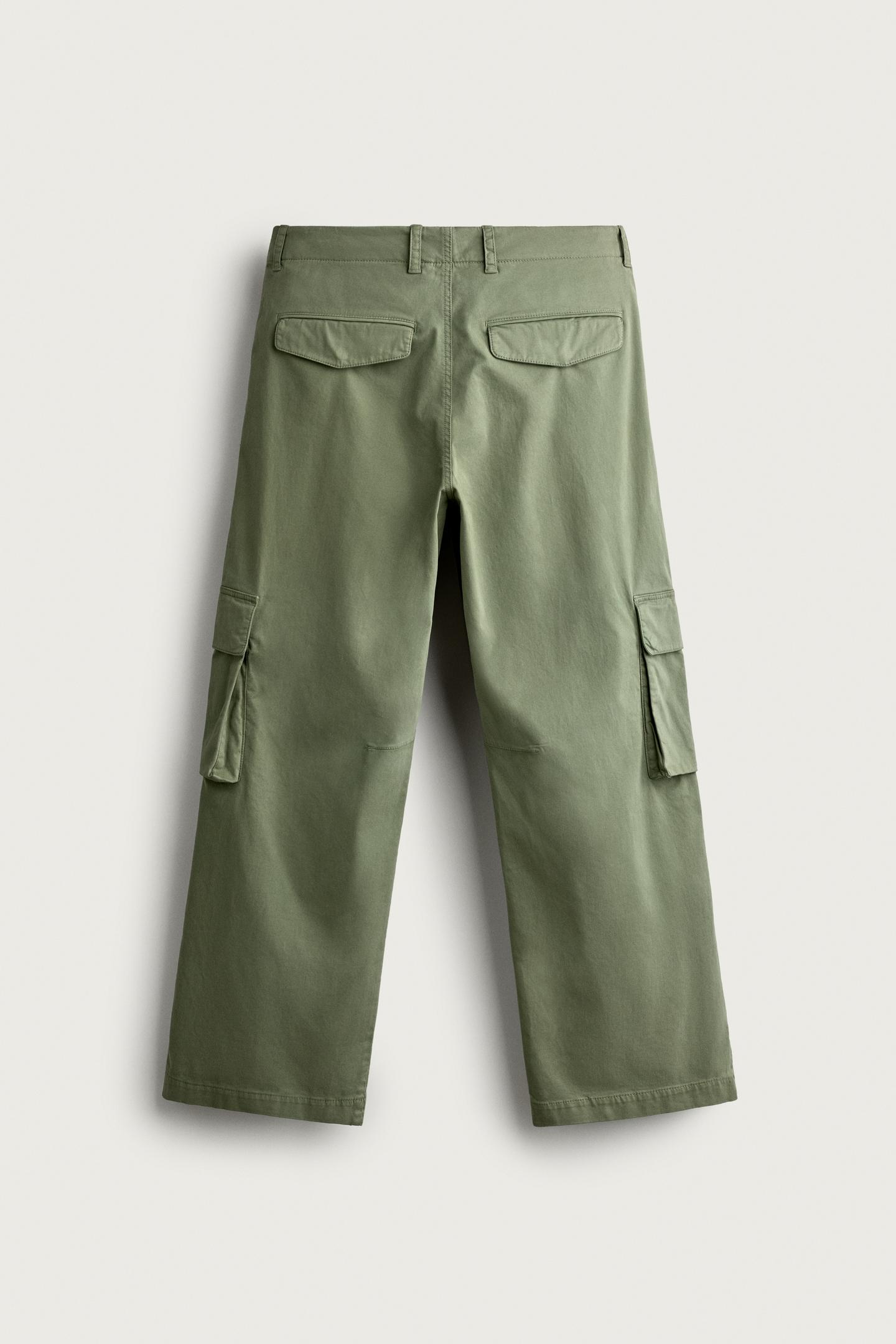 Мужские брюки Zara Relaxed-Fit Cargo, цвет: Зелёный — фото 8
