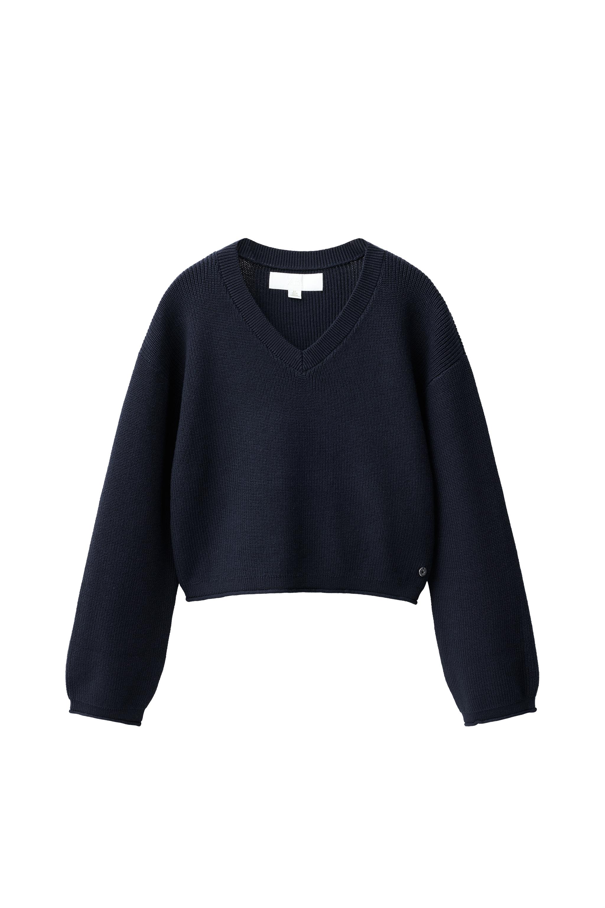 Vネックニットセーター - マリンブルー | ZARA Japan / 日本