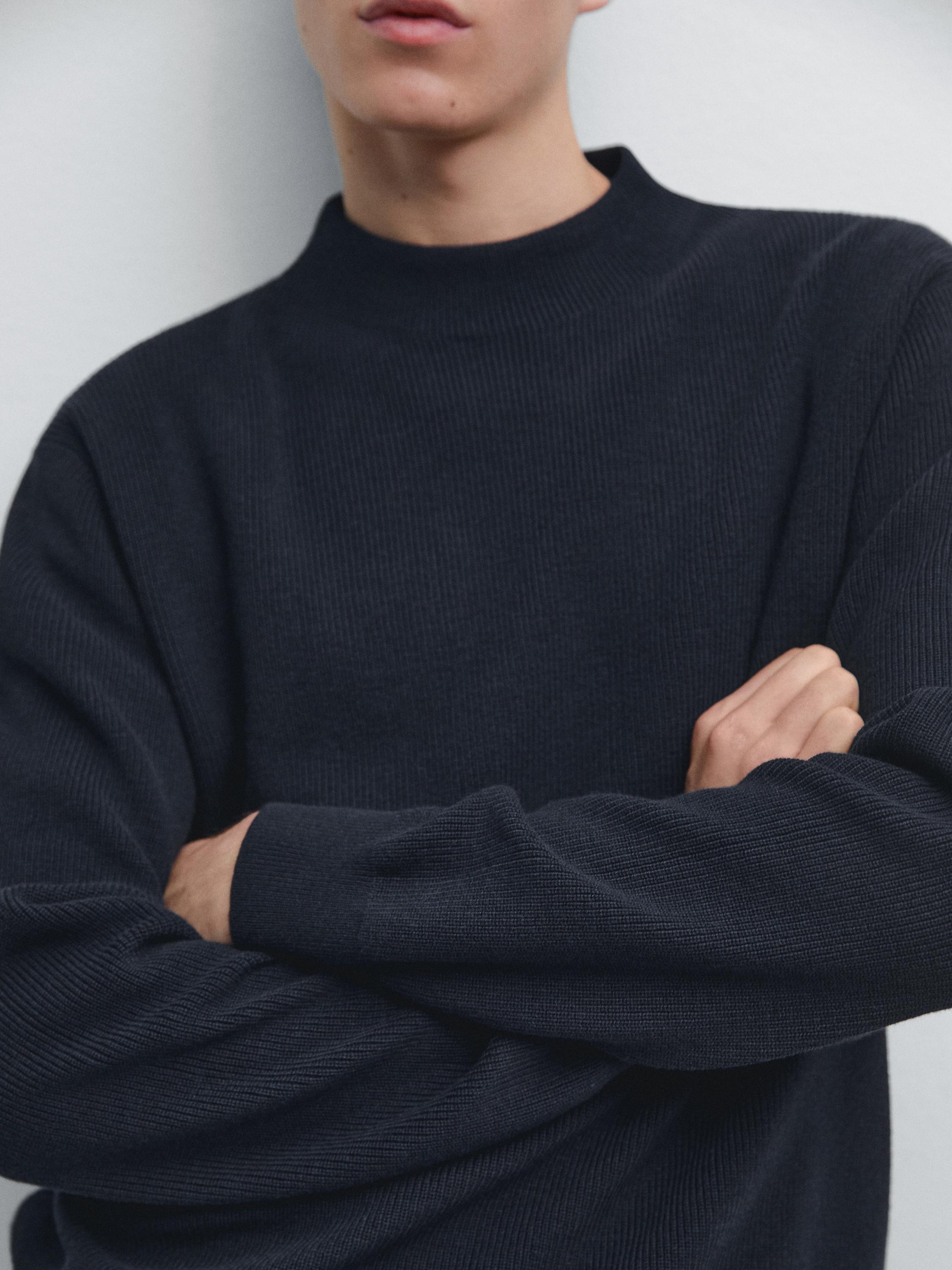 Pull à col montant en maille de coton mélangé