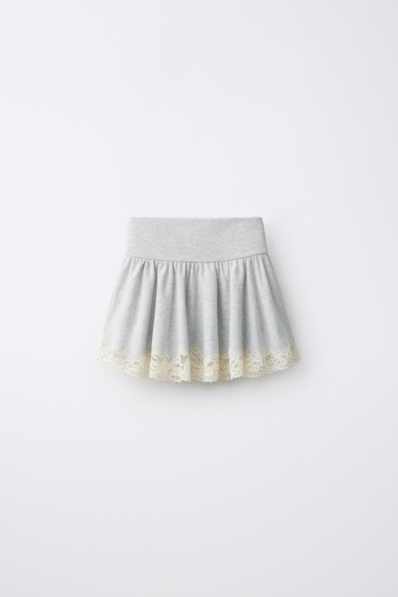 SOFT TOUCH LACE SKIRT - Grey marl by Zara - Image 0