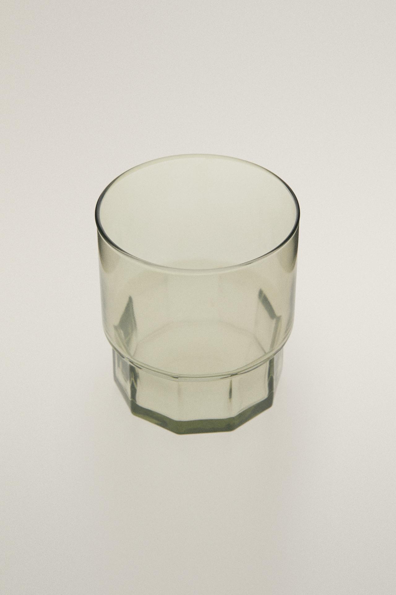 FACETED-BASE GLASS TUMBLER — Green